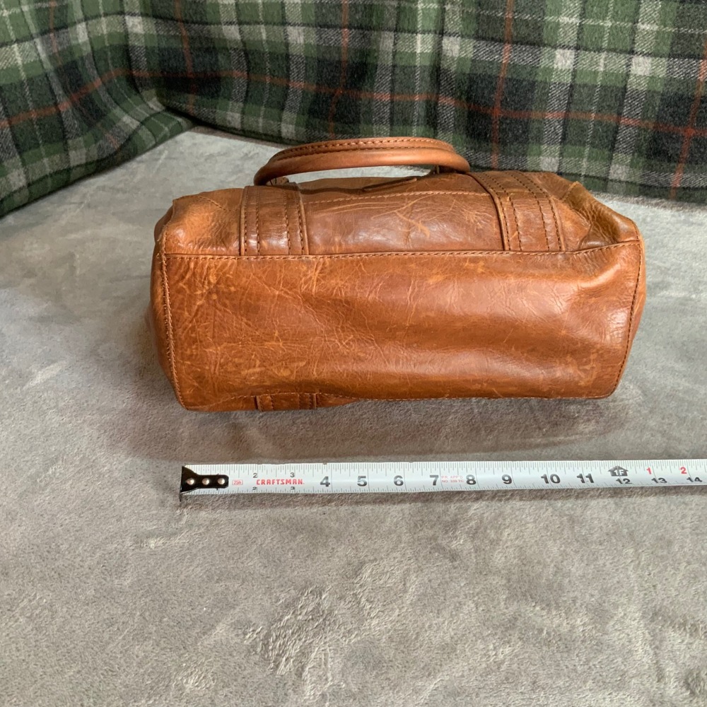 Frye Melissa Leather Satchel Cognac Brown Handbag Tote with Dust Bag - Picture 6 of 8